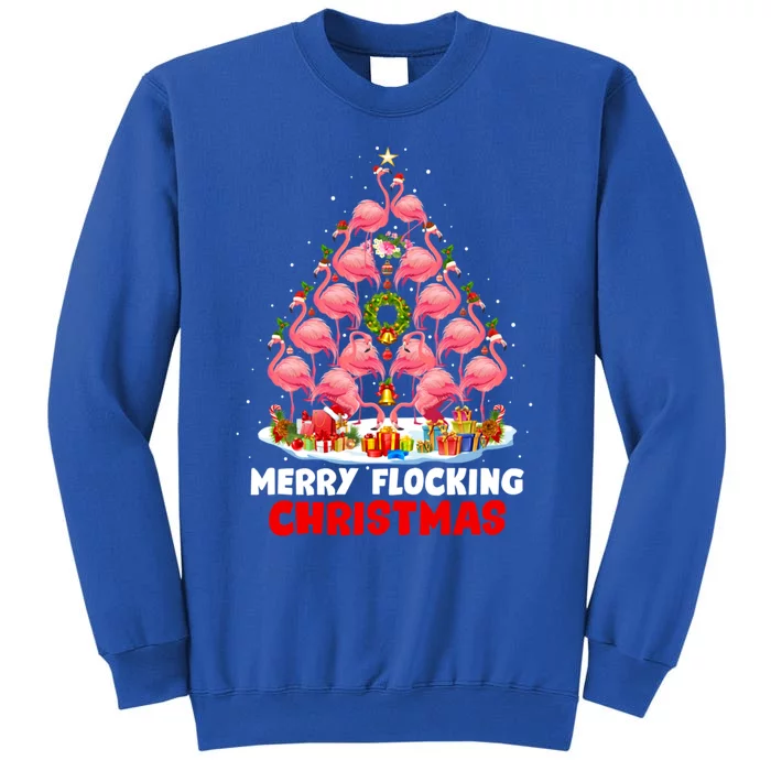 Flamingo Tree Christmas Merry Flocking Christmas Cute Pajama Gift Tall Sweatshirt