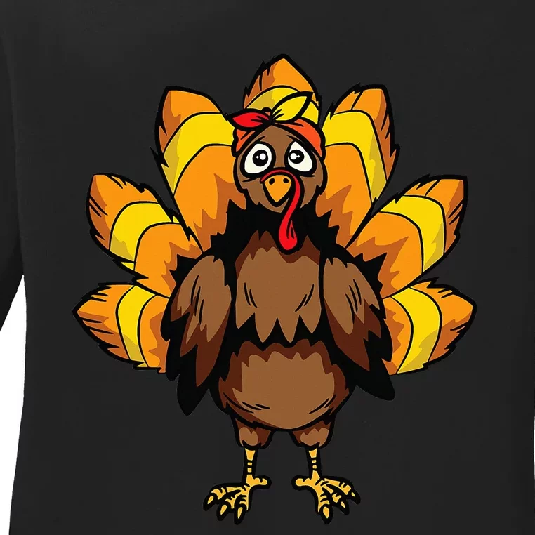 Festive Turkey Costume for Thanksgiving Celebrations Ladies Long Sleeve Shirt