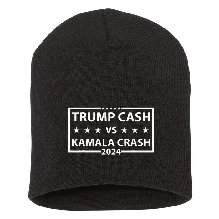 Funny Trump Cash Vs Kamala Crash Short Acrylic Beanie