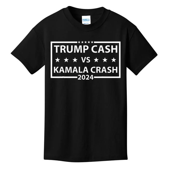 Funny Trump Cash Vs Kamala Crash Kids T-Shirt