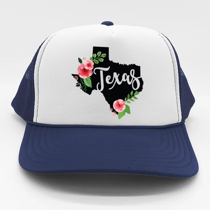 Floral Texas Chalkboard Watercolor Flowers Home State Trucker Hat