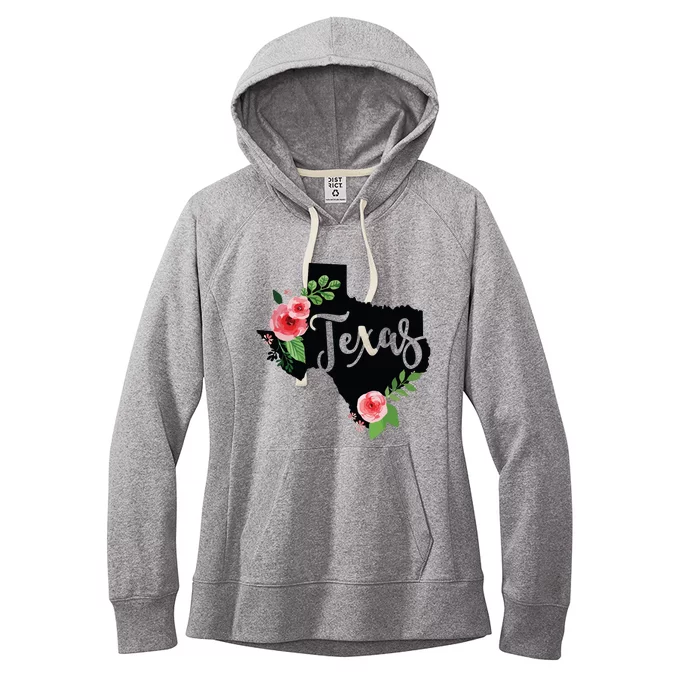 Floral Texas Chalkboard Watercolor Flowers Home State Women's Fleece Hoodie