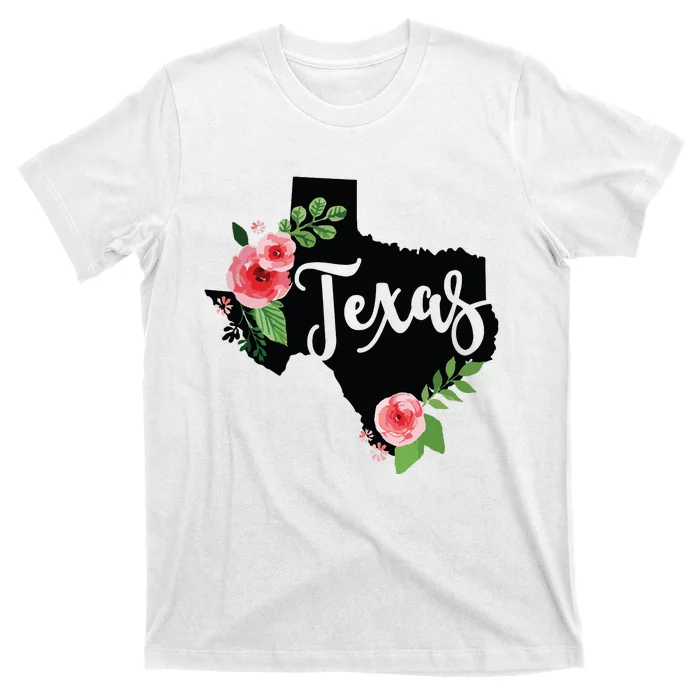 Floral Texas Chalkboard Watercolor Flowers Home State T-Shirt