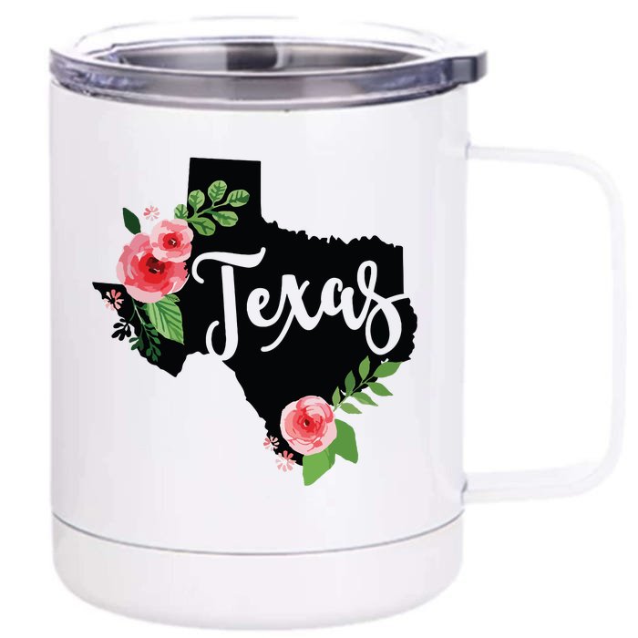 Floral Texas Chalkboard Watercolor Flowers Home State Front & Back 12oz Stainless Steel Tumbler Cup