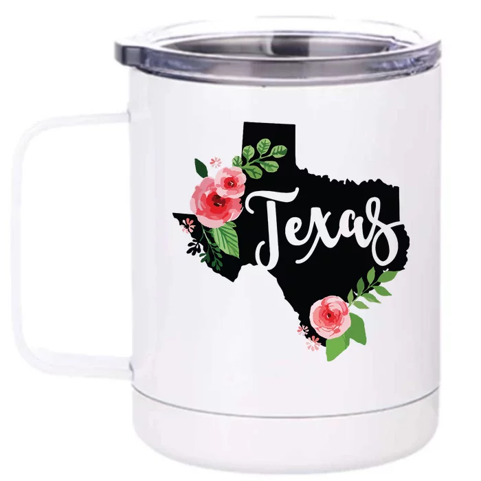 Floral Texas Chalkboard Watercolor Flowers Home State Front & Back 12oz Stainless Steel Tumbler Cup