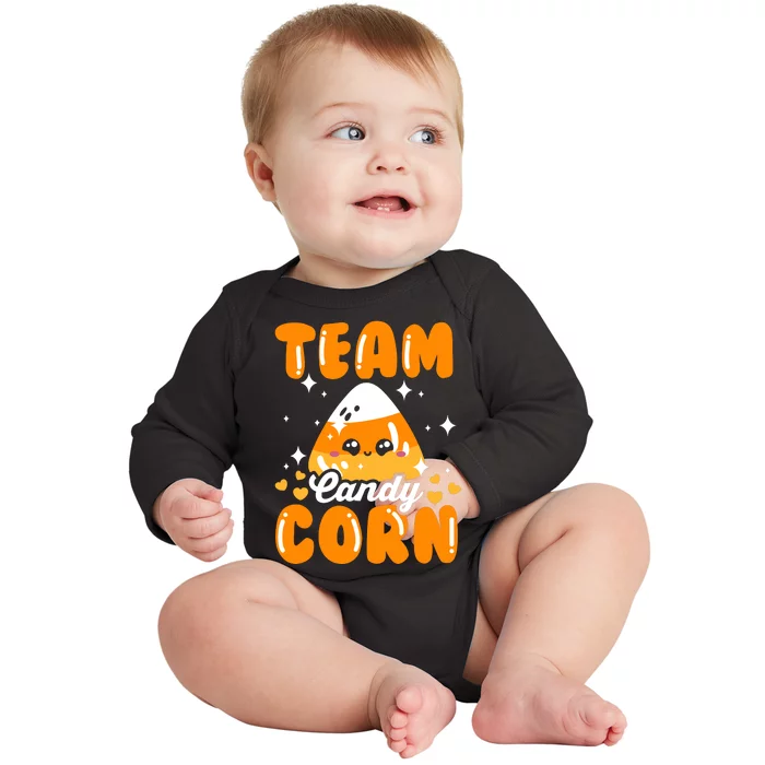 Funny Team Candy Corn Halloween Costume Baby Long Sleeve Bodysuit