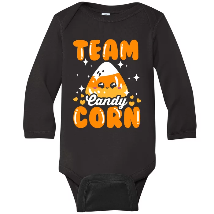 Funny Team Candy Corn Halloween Costume Baby Long Sleeve Bodysuit