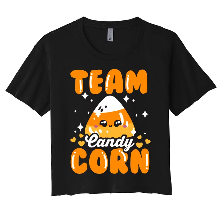 Funny Team Candy Corn Halloween Costume Women's Crop Top Tee