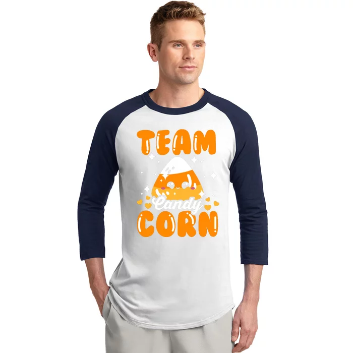 Funny Team Candy Corn Halloween Costume Baseball Sleeve Shirt