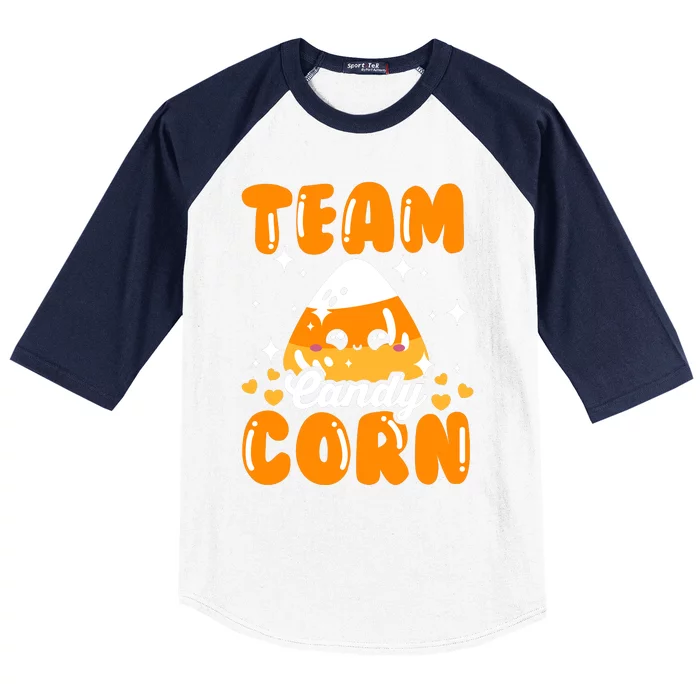 Funny Team Candy Corn Halloween Costume Baseball Sleeve Shirt