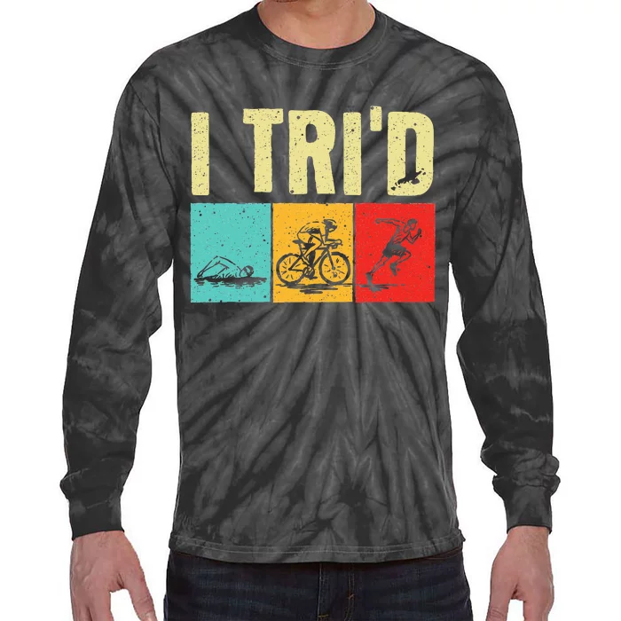 Funny Triathlon Cyclist Swimmer Triathletes Tie-Dye Long Sleeve Shirt