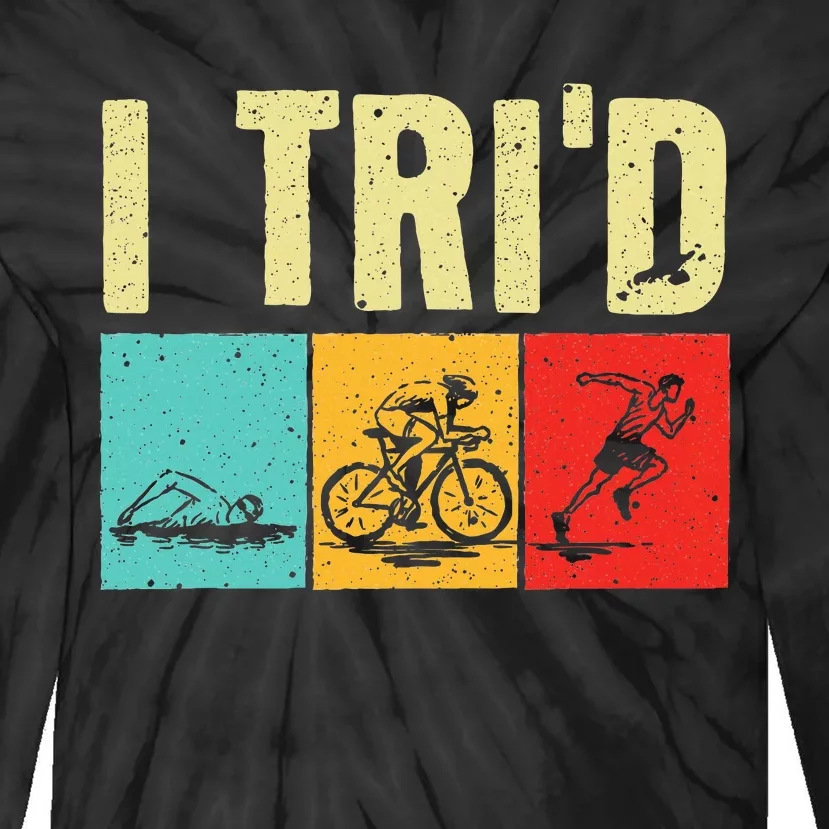 Funny Triathlon Cyclist Swimmer Triathletes Tie-Dye Long Sleeve Shirt