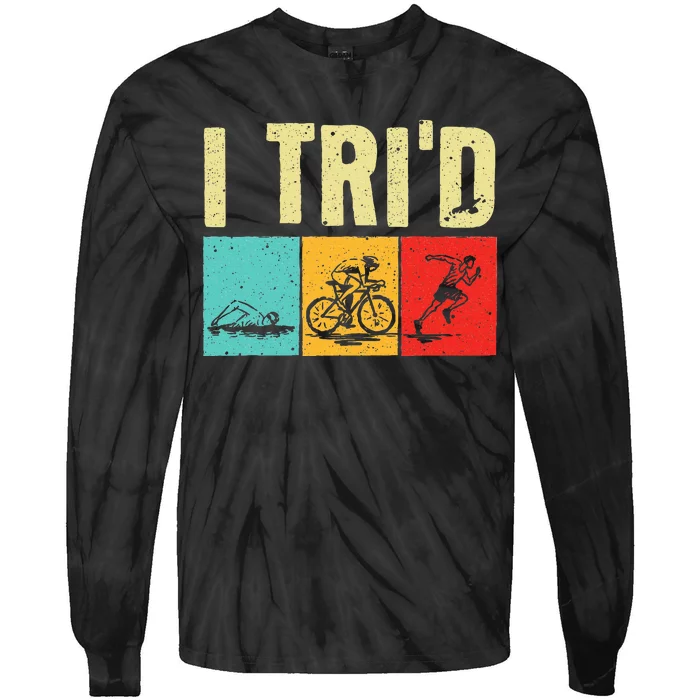 Funny Triathlon Cyclist Swimmer Triathletes Tie-Dye Long Sleeve Shirt