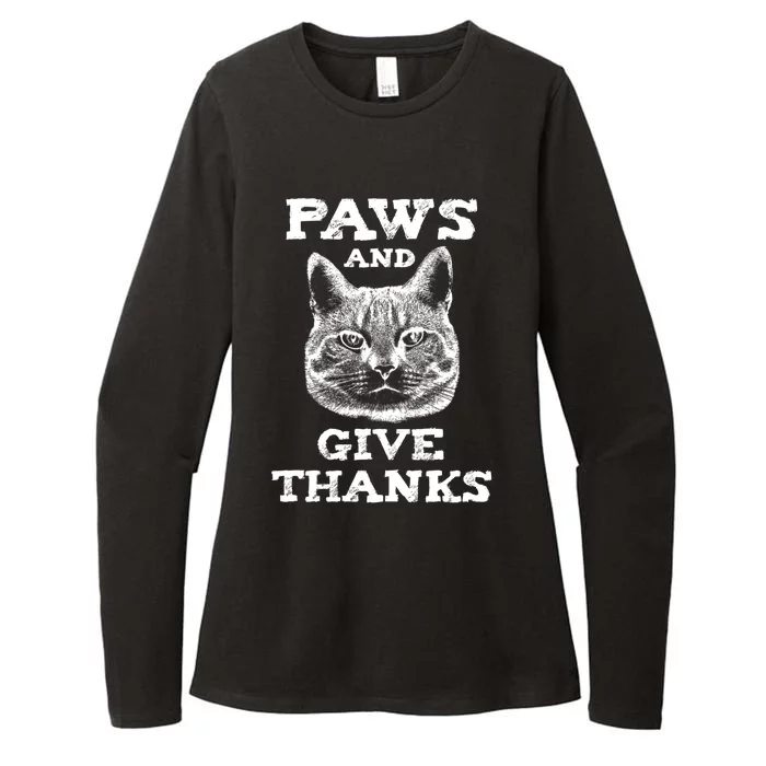 Funny Thanksgiving Cat Paws And Give Thanks Gift Womens CVC Long Sleeve Shirt