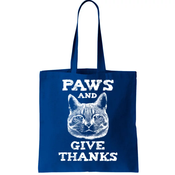 Funny Thanksgiving Cat Paws And Give Thanks Gift Tote Bag