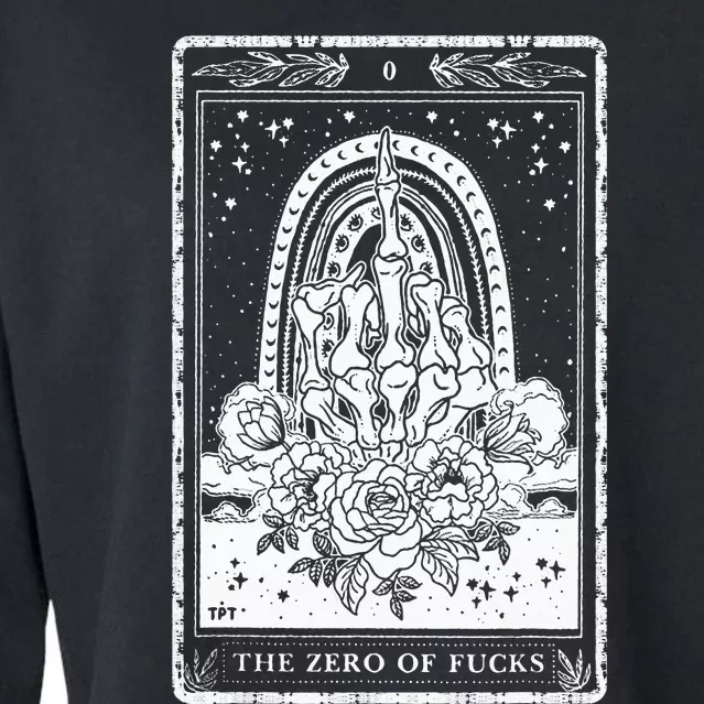 Funny Tarot Card Zero of Fucks Occult Tarot reader reading Cropped Pullover Crew