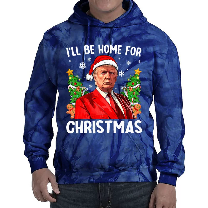 Funny Trump Christmas Santa Hat ILl Be Home For Christmas Tie Dye Hoodie