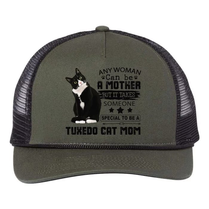 Funny Tuxedo Cat Mom Quote Tuxie Cat Gift Retro Rope Trucker Hat Cap