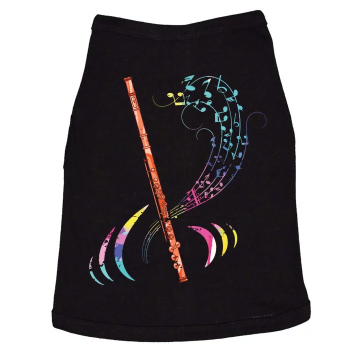 Flutist Treble Clef Classical Music Colorful Flute Doggie Tank