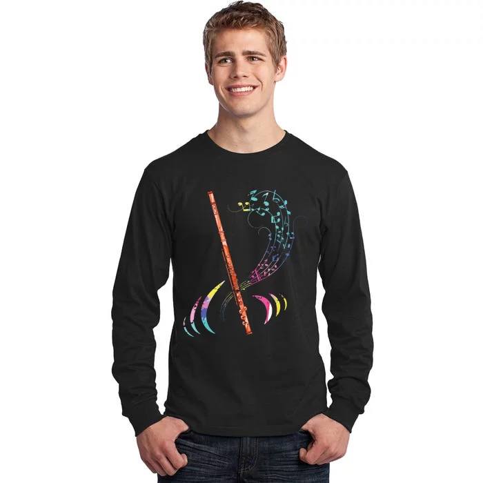 Flutist Treble Clef Classical Music Colorful Flute Tall Long Sleeve T-Shirt