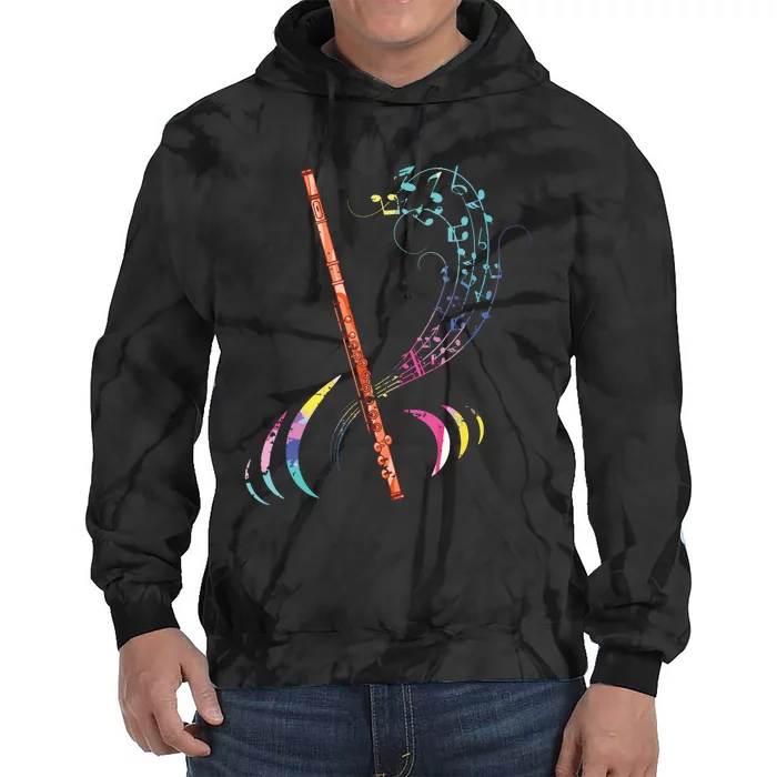 Flutist Treble Clef Classical Music Colorful Flute Tie Dye Hoodie