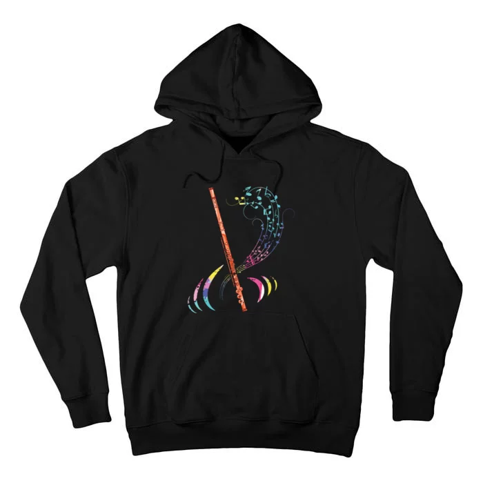 Flutist Treble Clef Classical Music Colorful Flute Tall Hoodie