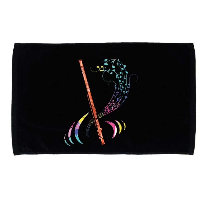 Flutist Treble Clef Classical Music Colorful Flute Microfiber Hand Towel