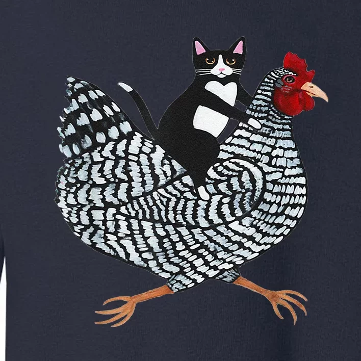 Funny Tuxedo Cat On A Chicken Funny Chicken Gifts Lover Tee Toddler Sweatshirt