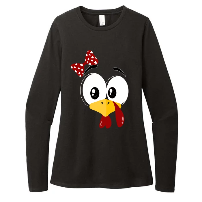 Funny Thanksgiving Cute Turkey Face Costume Autumn Womens CVC Long Sleeve Shirt