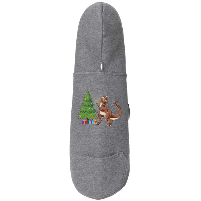 Funny Trex Christmas Tree Topper Gift Doggie 3-End Fleece Hoodie