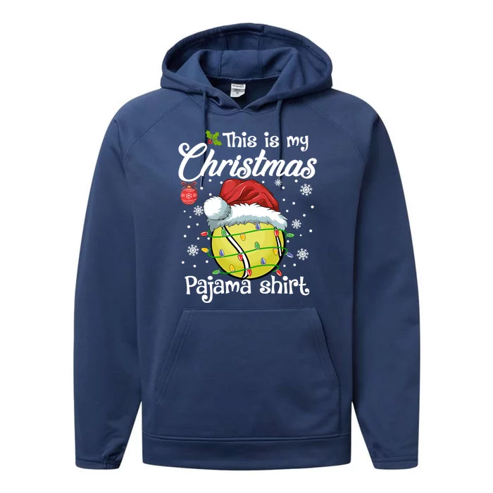 Funny Tennis Christmas Lights This Is My Christmas Pajama Gift Performance Fleece Hoodie