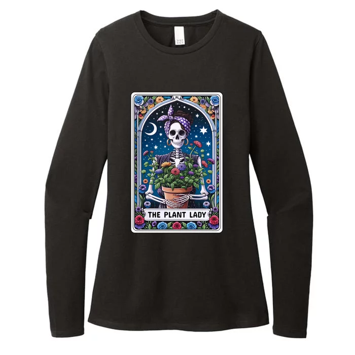 Funny Tarot Card The Plant Lady Skeleton And Flowers Tarot Great Gift Womens CVC Long Sleeve Shirt