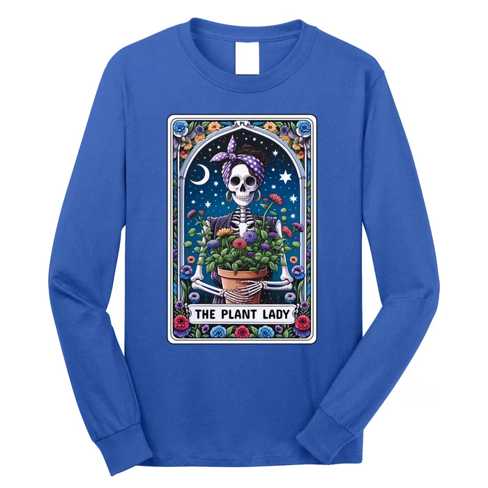 Funny Tarot Card The Plant Lady Skeleton And Flowers Tarot Great Gift Long Sleeve Shirt