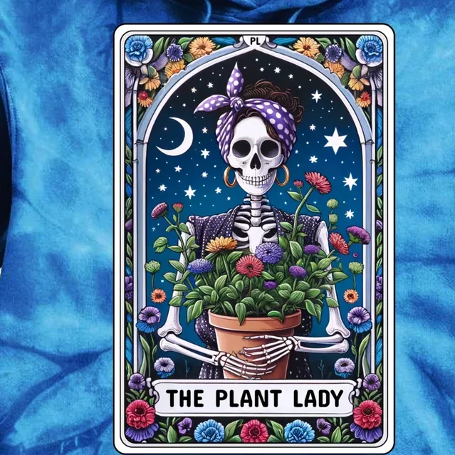 Funny Tarot Card The Plant Lady Skeleton And Flowers Tarot Great Gift Tie Dye Hoodie