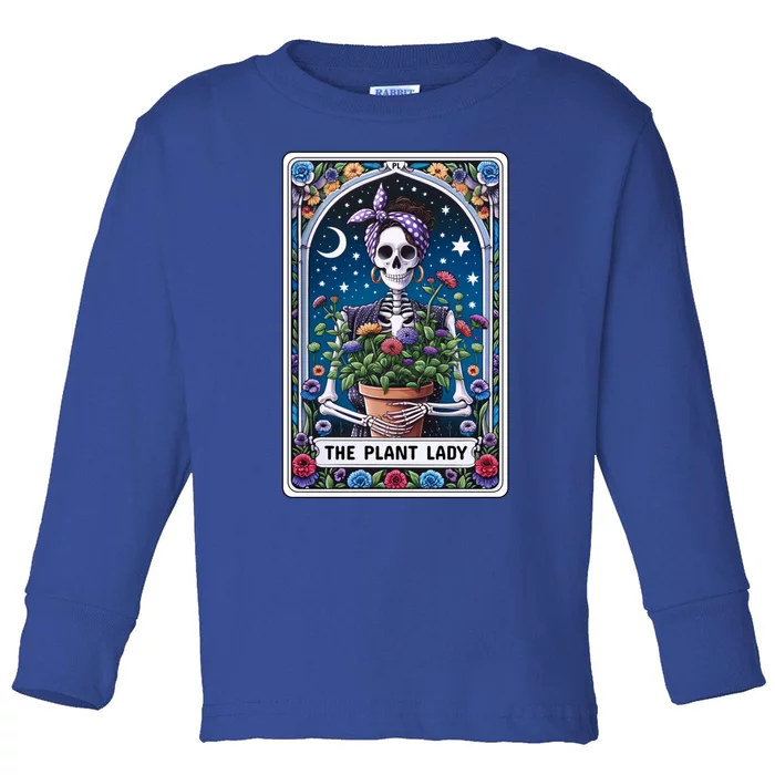 Funny Tarot Card The Plant Lady Skeleton And Flowers Tarot Great Gift Toddler Long Sleeve Shirt