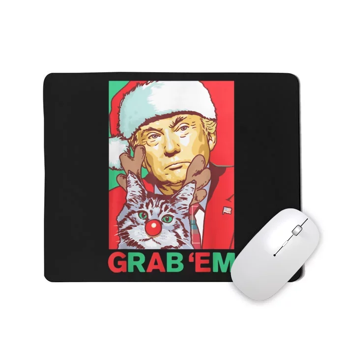 Funny Trump Cat Grab Em Vintage Retro Christmas Trump Gift Mousepad