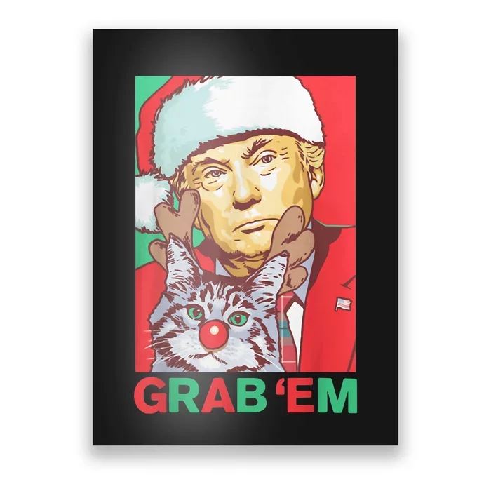 Funny Trump Cat Grab Em Vintage Retro Christmas Trump Gift Poster