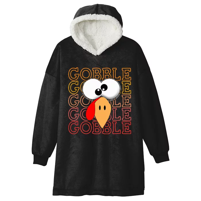 Funny Thanksgiving Crazy Turkey Face Gobble Gobble Gobble Hooded Wearable Blanket