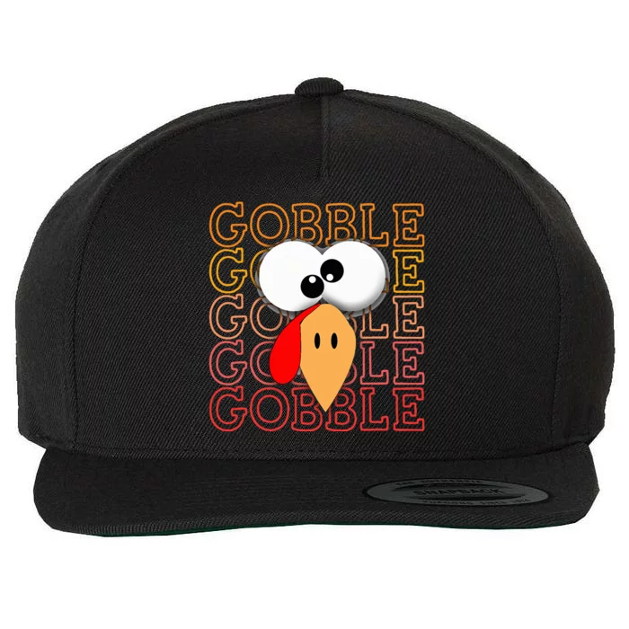 Funny Thanksgiving Crazy Turkey Face Gobble Gobble Gobble Wool Snapback Cap