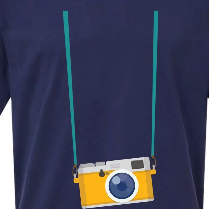 Fake Tourist Camera Graphic Cute Gift Holiday Vacation Photographer Cool Gift Sueded Cloud Jersey T-Shirt