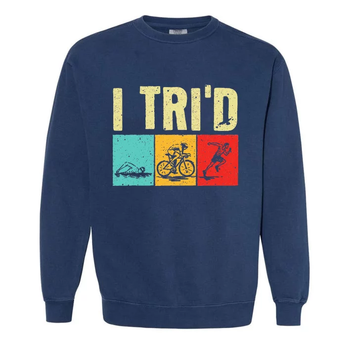 Funny Triathlon Cyclist Swimmer Triathletes Garment-Dyed Sweatshirt