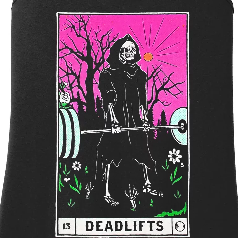 Funny Tarot Card Deadlifts Gym Workout Occult Reader Black Classic Fit Ladies Essential Tank