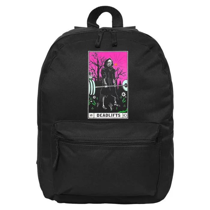 Funny Tarot Card Deadlifts Gym Workout Occult Reader Black Classic Fit 16 in Basic Backpack