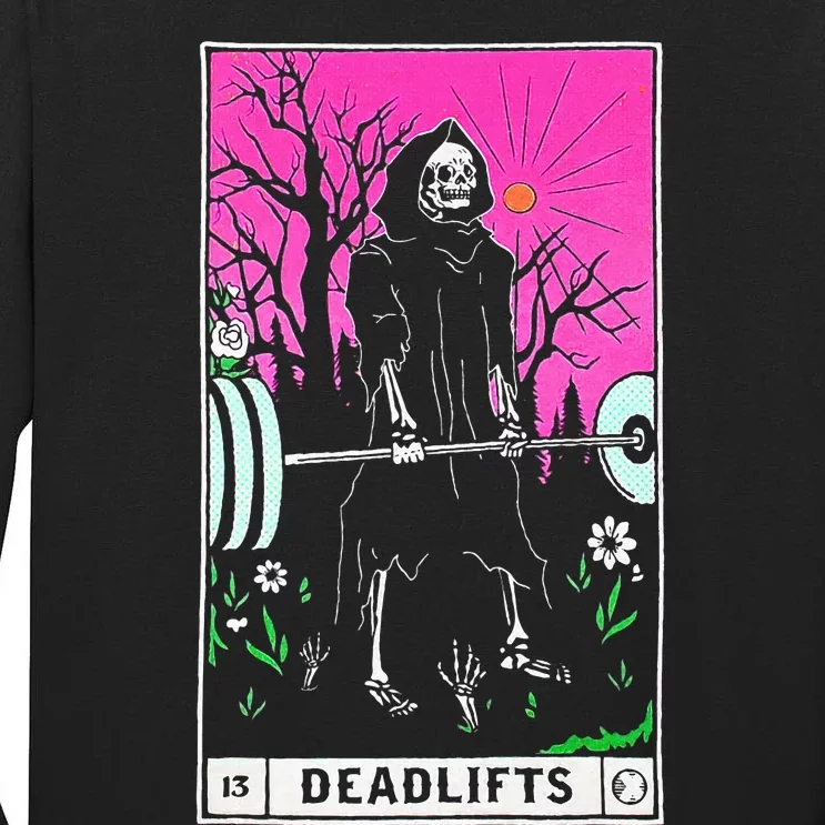 Funny Tarot Card Deadlifts Gym Workout Occult Reader Black Classic Fit Tall Long Sleeve T-Shirt