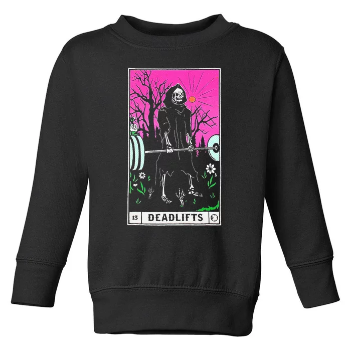 Funny Tarot Card Deadlifts Gym Workout Occult Reader Black Classic Fit Toddler Sweatshirt