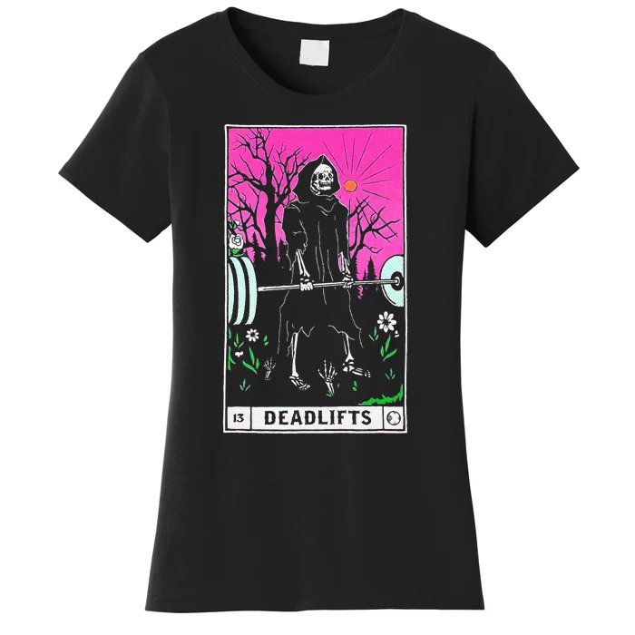 Funny Tarot Card Deadlifts Gym Workout Occult Reader Black Classic Fit Women's T-Shirt