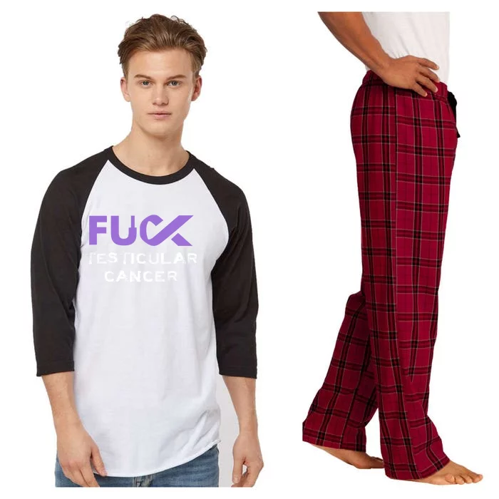 Fuck Testicular Cancer Awareness Gift Raglan Sleeve Pajama Set