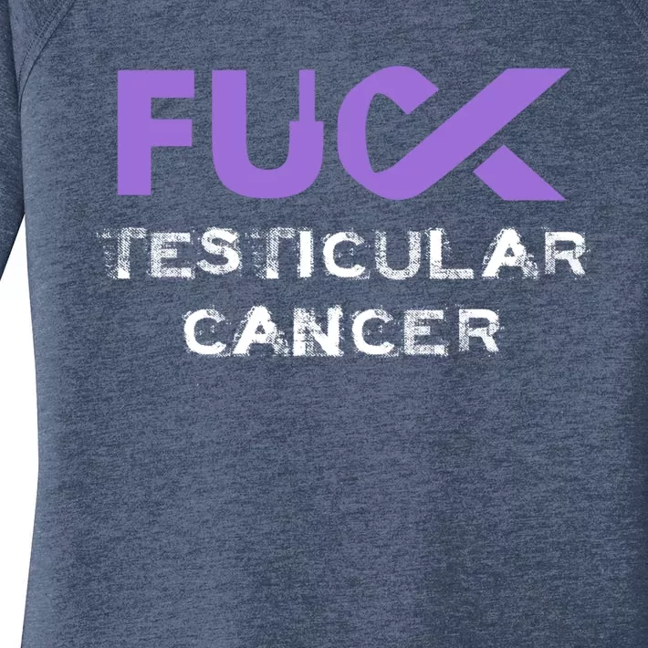 Fuck Testicular Cancer Awareness Gift Women's Perfect Tri Tunic Long Sleeve Shirt