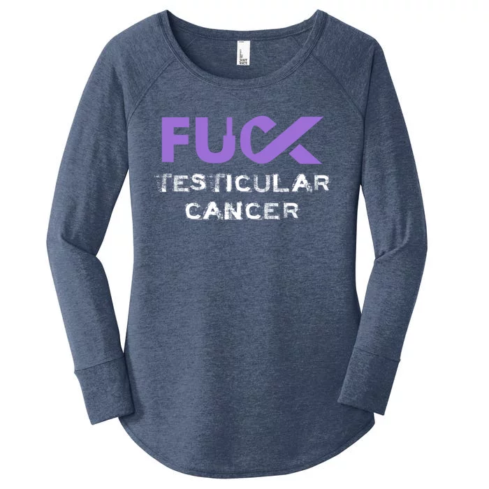 Fuck Testicular Cancer Awareness Gift Women's Perfect Tri Tunic Long Sleeve Shirt