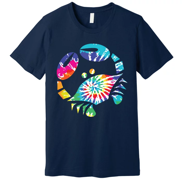 Fun Toy Crab Illustration Tie Dye Graphic Tee Premium T-Shirt